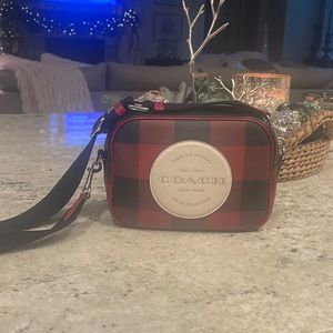 Coach red plaid handbag